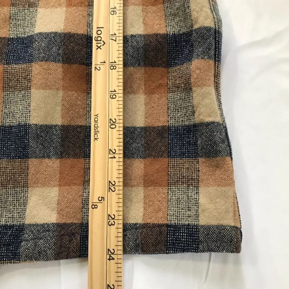Vintage Pendleton wool brown blue plaid flannel unisex shirt M lumberjack USA - Picture 4 of 11